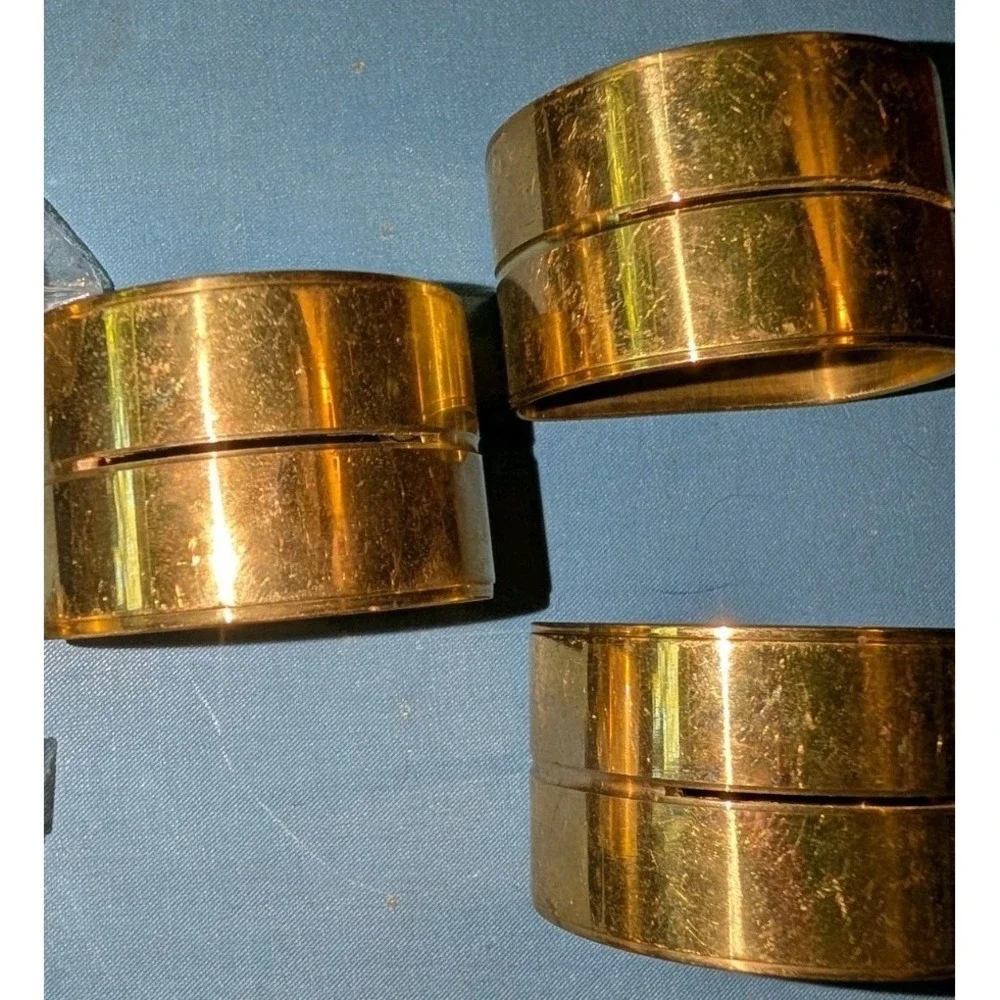 Set Of 5 Vintage Brass Napkin Rings Set - Made in Hong Kong(Some Scratches)